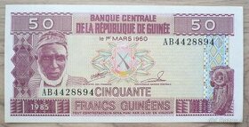 Bankovka, Guinea, 50 francs, ročník 1985 - 1