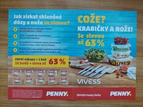 4x karta Penny body, bodíky - nože, misky, dózy - SUPER AKCE