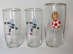 Retro sklenice ITALIA 90', fotbal, MS 90. léta, 120Kč/ks