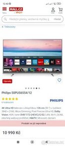 Philips 50PUS6554/12????4k Smart odběr Chotěboř ????