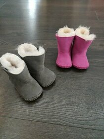 UGG capáčky vel 16 růžové/šedé - 1