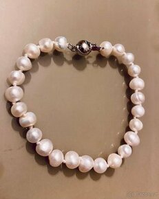 Náramek z pravých bílých perel 7-8 mm - 1
