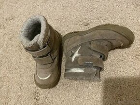 Zimní kožené barefoot teplé boty holčička 25