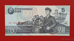 Bankovka SEVERNÍ KOREA 5 Won rok 1998 NOVÁ UNC