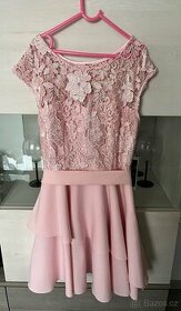 Společenské dámské světle růžové šaty-vel.M