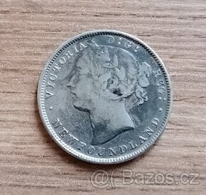 Stříbro Newfoundland 20 Cents 1865 stříbrná mince Kanada