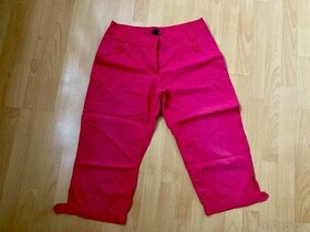 Plátěné červeno-růžové kalhoty pod kolena vel. 40