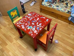 Dětský stoleček stolek stůl se dvěma židlemi, za čokoládu