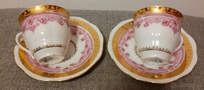 Retro přátelská porcelánová souprava 2+2 šálky s podšálky - 1