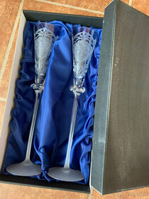 Set 2 pískovaných skleniček "Maskarony" svatební dar, výročí