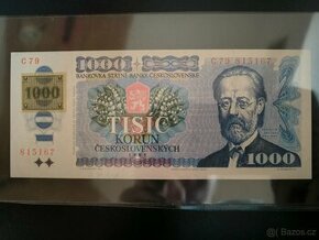 1000Kčs C79 1985 kolek [Lepený] UNC