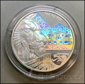 Český Lev 2023 AG 1oz stříbro hologram proof s certifikátem