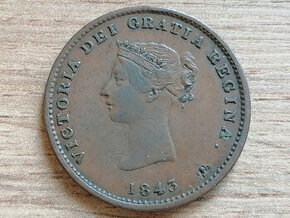 New Brunswick 1/2 Penny 1843 token koloniální mince Kanada