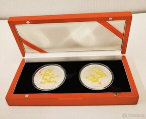 2x1 oz stříbrné mince lunární série 2012 rok draka Palau,Pro