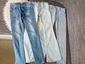 Dívčí džíny vel.146 H&M 1×SKINNY 1×ZVONY 1×TMAVOMODRE JIK - 1