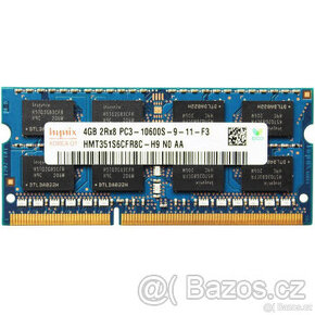 4ks Operačních notebookových pamětí DDR3,4GB + 2x2GB + 1GB