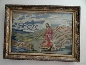 Obraz ve starožitném dřevěném rámu Ježíš – pastýř