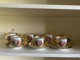 6 hrníčků na kávu s cukřenkou - Tři Grácie - český porcelán - 1