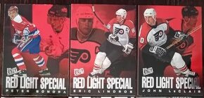 Hokejové karty, Ultra Fleer Red, LINDROS, LECLAIR, BONDRA