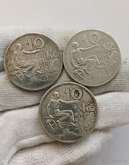 3x Stříbrná 10kčs 1930,31,32 1.Republika Československá