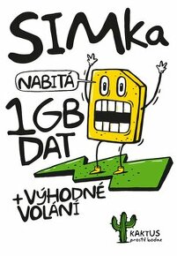 Kaktus sim karta - hezké číslo, 1 Gb dát, 100 Kč kredit