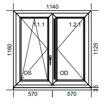 Nové plastové okno 1140 x 1160mm