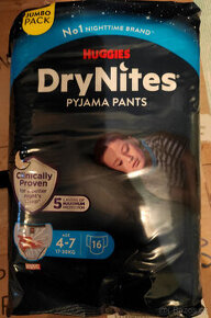 Prodám plenky Huggies Dry Nites Pants,4-7 let,17-30kg(16ks)