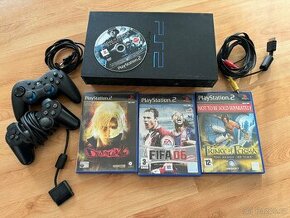 Playstation 2 FAT, FUNKČNÍ, 2x ovladač, 4x hra, kabeláž - 1