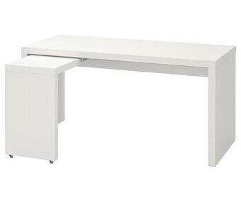 MALM bily psaci stůl s výsuvnou deskou (151x65 cm) - 1