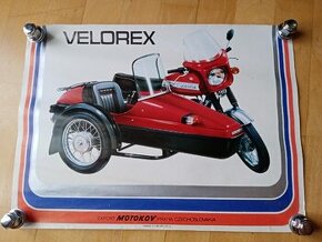 Originální, dobový plakát JAWA 350-634+sidecar Velorex, 1983