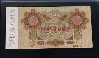 50 Kč 1919 Neperforovaná.. Vzácná..