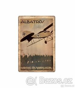 plechová cedule -stíhací letoun Albatros (dobová propaganda) - 1