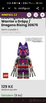 Lego figurka Ninjago Wolf Mask Warrior s drápy - nové nikdy