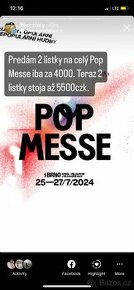 2 Celofestivale listky na Pop Messe 2024