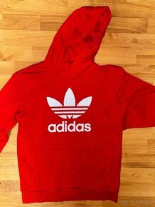 Sytě červená mikina Adidas přes hlavu, vel. 164