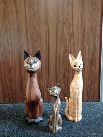 Dřevěné kočky dekorační - 1