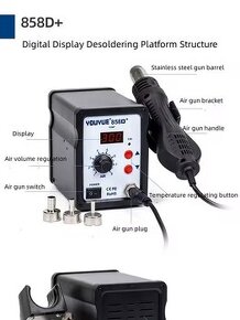 Horkovzdušná pájka, pájecí stanice / Hot air gun 858D+