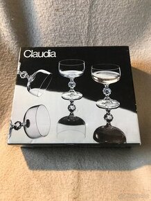 Sada 6 ks broušených a zlacených sklenic - originál Claudia