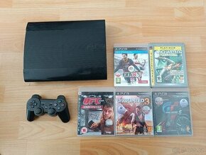 PS3 Super Slim 320GB, ovladač + hry / PlayStation 3