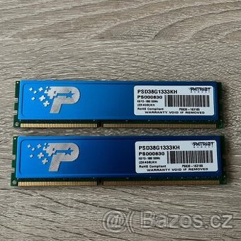 2x DDR3 RAM Patriot 8GB (2x4GB), 1333MHz - Kit