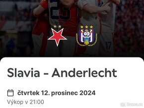 Vstupenky SLAVIA - ANDERLECHT 12.12.2024