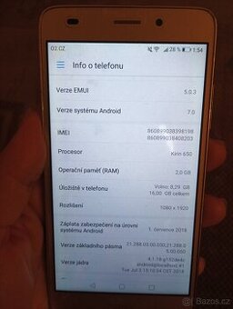 Dobrý den,prodám starší,ale plně funkční mobilní tel.Honor 7