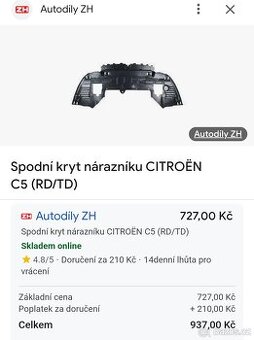 Spodni kryt nárazníku Citroen C5