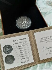 2 oz 62,2g čistého stříbra mince Gladiátor 5 dollar 2017