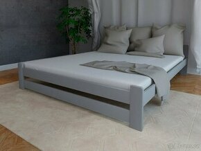 Nová postel MASIV šedá 140x200cm + ROŠT