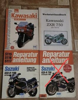 Servisní manuály Suzuki GSX-R 1100 a Kawasaki ZXR 750H