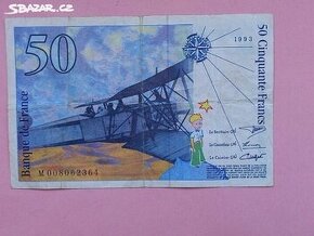bankovka 50 Franků 1993 cenná -EXUPÉRY
