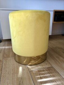 Kulatá stolička žlutá , zlatý podstavec
