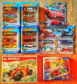 19x hot wheels autíčka, 2x Lego