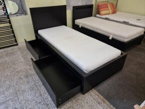 Pěkné vysoké jednolůžko Ikea Malm se šuplíky 90x200 cm - 1